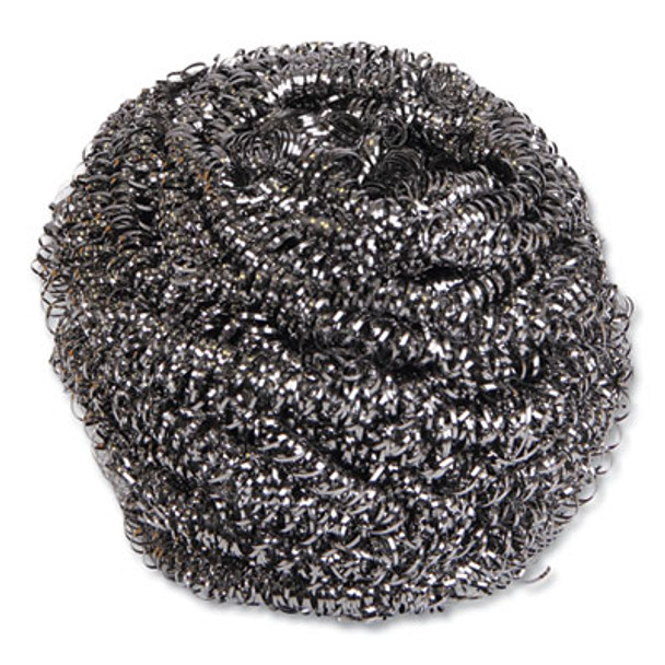 Stainless Steel Scrubber, Large Size, 2.5 X 2.75, Steel Gray, 12/Carton