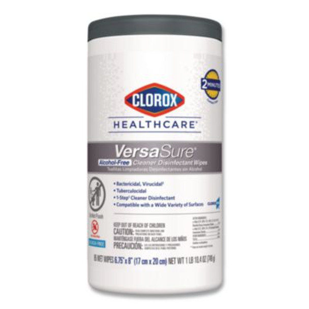 Versasure Cleaner Disinfectant Wipes, 1-Ply, 6.75 x 8, Original Scent, White, 85 Towels/Can