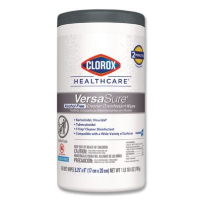 Versasure Cleaner Disinfectant Wipes, 1-Ply, 6.75 x 8, Original Scent, White, 85 Towels/Can