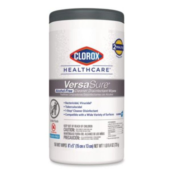 Versasure Cleaner Disinfectant Wipes, 1-Ply, 6 x 5, Fragranced, White, 150 Towels/Canister