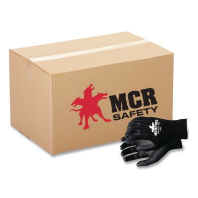 Economy Pu Coated Work Gloves, En388: 2121, 12" Long, Large, Black, 12 Pairs