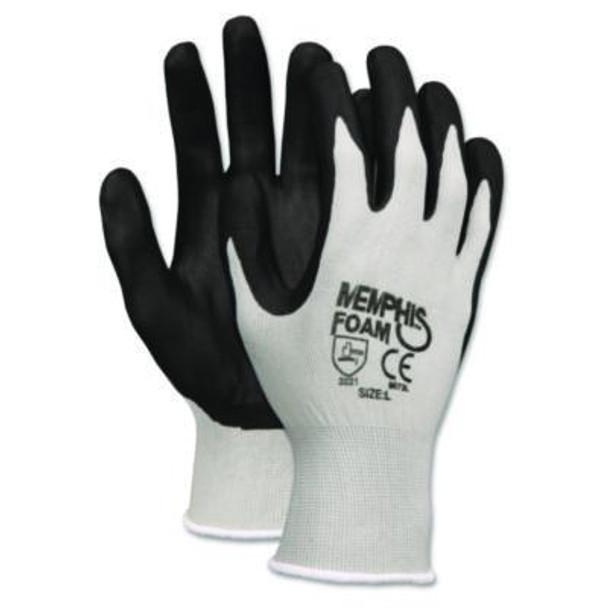 Economy Foam Nitrile Gloves, En388: 3221, Medium, Black/Gray, 12 Pairs