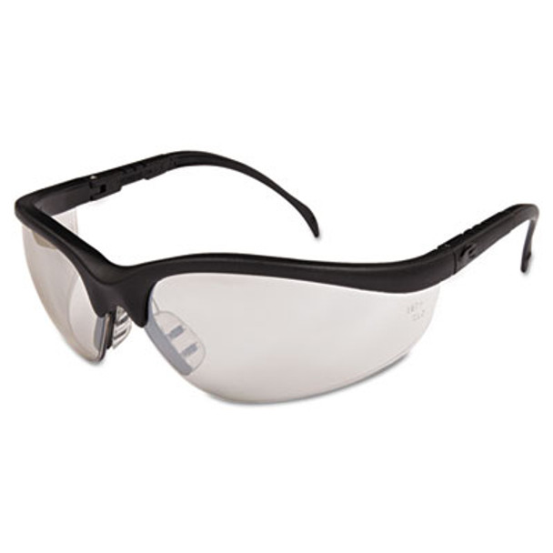 Klondike Safety Glasses, Black Matte Frame, Clear Mirror Lens, 12/Box