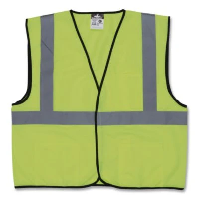 Class 2 Safety Vest, Polyester, 2X-Large, Fluorescent Lime With Silver Stripe