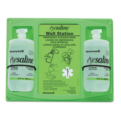 Saline Eye Wash Wall Station, 32 Oz Bottle, 2 Bottles/Station, 4/Carton