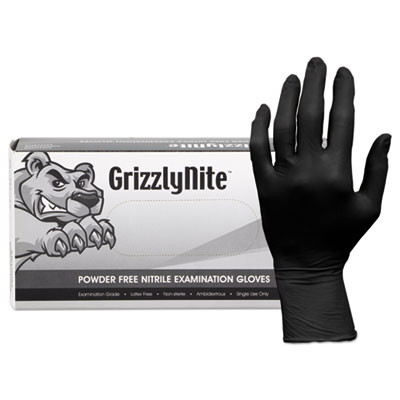 Proworks Grizzlynite Nitrile Gloves, Powder-Free, X-Large, 5 Mil Thick, Black, 100/Box, 10 Boxes/Carton