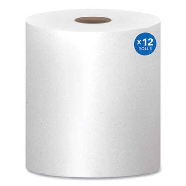 Essential 100% Recycled Fiber Hard Roll Towel, 1-Ply, 8" x 800 Ft, 1.5" Core, White, 12 Rolls/Carton