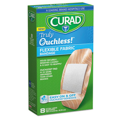 Ouchless Flex Fabric Bandages, 1.65 X 4, 8/Box