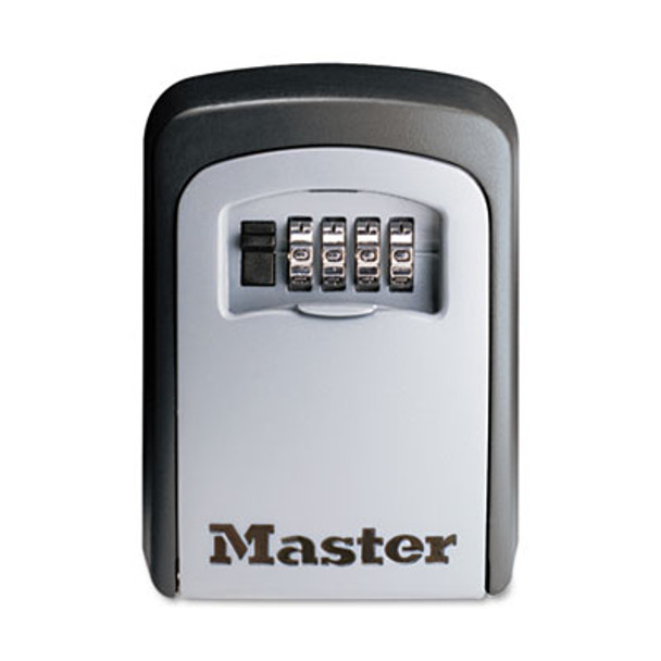 Locking Combination 5-Key Steel Box, 3.25" Wide, Black/Silver