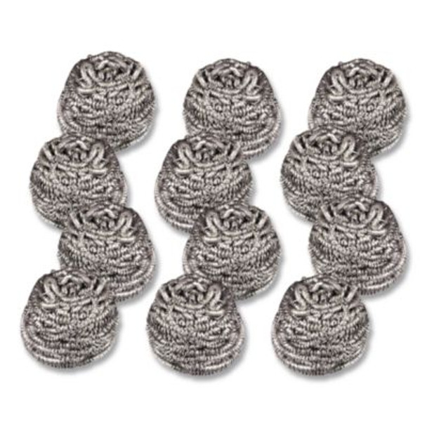 Stainless Steel Scrubber, Silver, 12/Carton