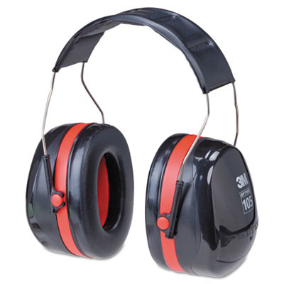 Peltor Optime 105 High Performance Earmuffs, 30 Db Nrr, Black/Red