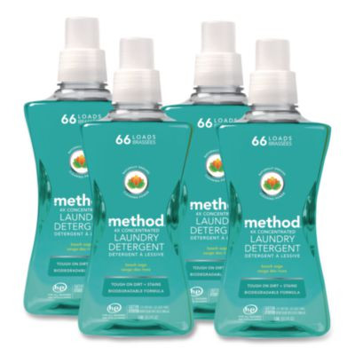 4X Concentrated Laundry Detergent, Beach Sage Scent, 53.5 Oz Bottle, 4/Carton