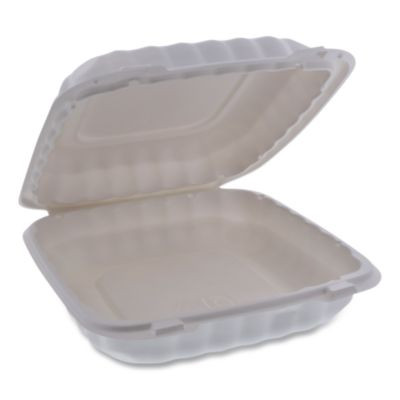 Earthchoice Smartlock Microwavable Mfpp Hinged Lid Container, 9 x 9 x 3.1, White, Plastic, 120/Carton