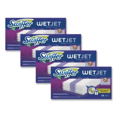 Wetjet System Refill Cloths, 11.3" x 5.4", White, 24/Box, 4/Carton