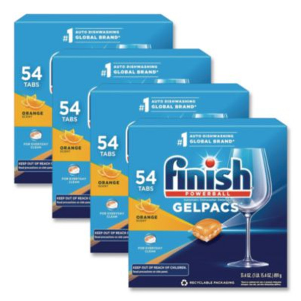 Dish Detergent Gelpacs, Orange Scent, 54/Box, 4 Boxes/Carton