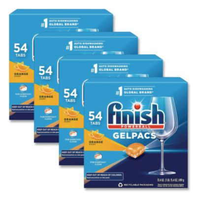 Dish Detergent Gelpacs, Orange Scent, 54/Box, 4 Boxes/Carton