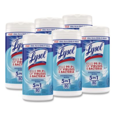 Disinfecting Wipes, 1-Ply, 7 x 7.25, Crisp Linen, White, 80 Wipes/Canister, 6 Canisters/Carton