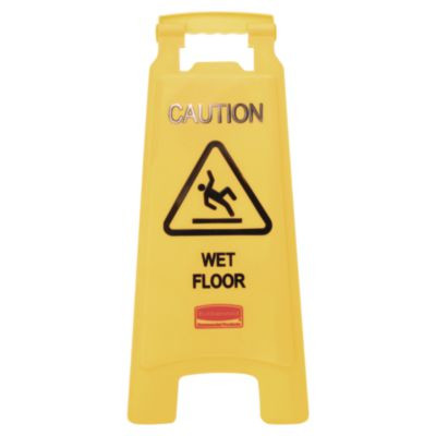 "Caution Wet Floor" Sign, 11 x 12 x 25, Yellow
