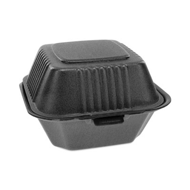 Smartlock Foam Hinged Lid Container, Sandwich, 5.75 x 5.75 x 3.25, Black, 504/Carton