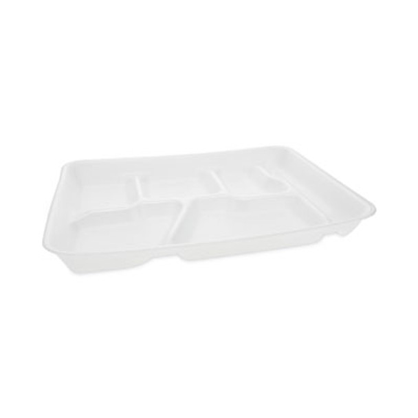 Foam School Trays, 6-Compartment Tray, 8.5 x 11.5 x 1.25, White, 500/Carton