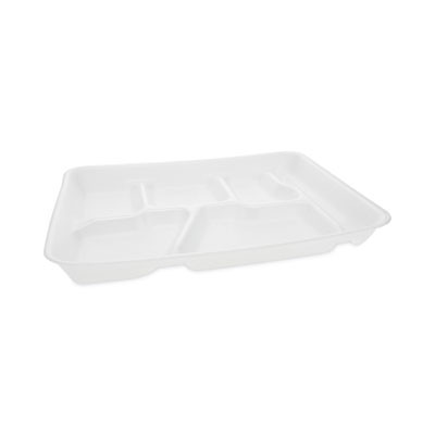 Foam School Trays, 6-Compartment Tray, 8.5 x 11.5 x 1.25, White, 500/Carton