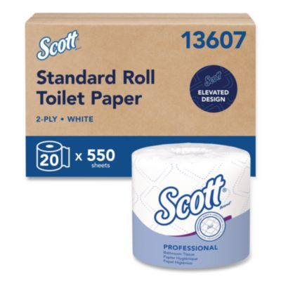 Essential Standard Roll Bathroom Tissue For Business, Septic Safe, 2-Ply, White, 550 Sheets/Roll, 20 Rolls/Carton