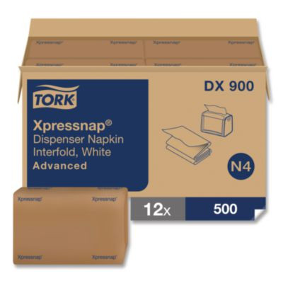 Xpressnap Interfold Dispenser Napkins, 1-Ply, Bag-Pack, 13 x 8.5, White, 6,000/Carton