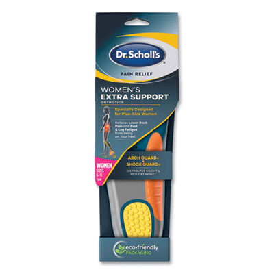 Pain Relief Extra Support Orthotic Insoles, Women, Women's Sizes 6 To 11, Gray/Blue/Orange/Yellow, Pair