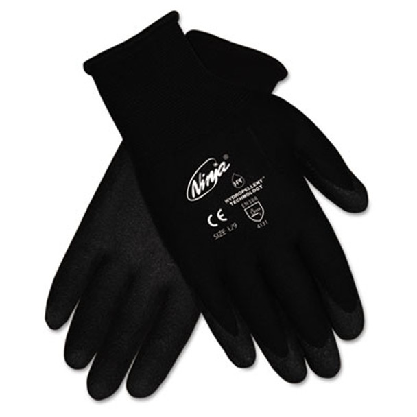 Ninja Hpt Pvc Coated Nylon Gloves, Medium, Black, 12 Pairs/Box