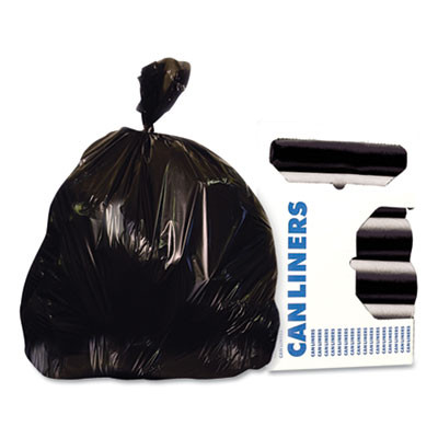Linear Low-Density Can Liners, 10 Gal, 0.9 Mil, 24" X 23", Black, 500/Carton