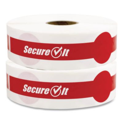 Secureit Tamper Evident Food Container Seals, 1 x 7, Red, Paper, 250/Roll, 2 Rolls/Pack
