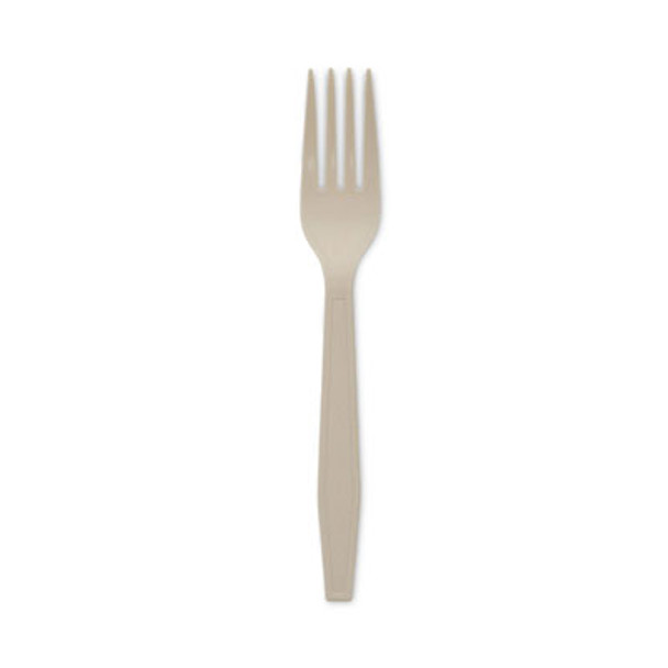 Earthchoice Psm Cutlery, Heavyweight Fork, Plastic, Tan, 1,000/Carton