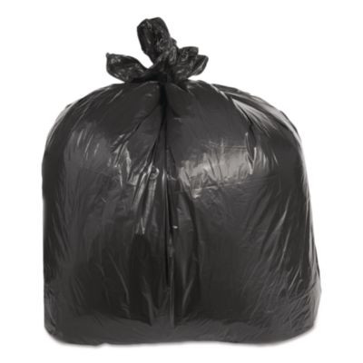 Low-Density Can Liners, 60 Gal, 2.4 Mil, 38" x 58", Black, Flat Pack, 100/Carton