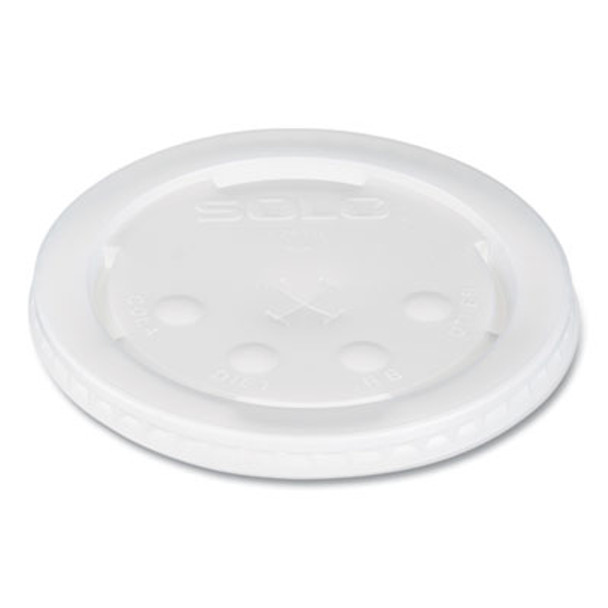 Polystyrene Plastic Flat Straw-Slot Cold Cup Lids, Fits 28 Oz Cold Cups, Translucent, 960/Carton