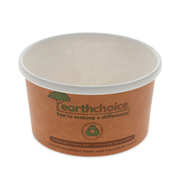Earthchoice Compostable Soup Cup, Small, 8 Oz, 3 x 3 x 3, Brown, Paper, 500/Carton