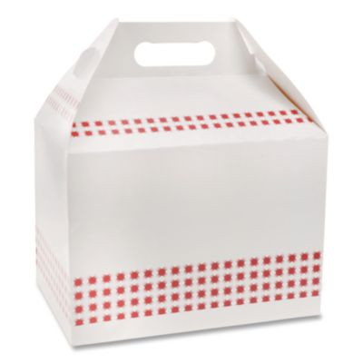 Paperboard Barn Box With Handle, 9 x 5.9 x 3.1, Basketweave, Paper, 150/Carton
