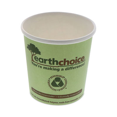 Earthchoice Compostable Soup Cup Large, 16 Oz, 3.63" Diameter x 3.88" h, Green, Paper, 500/Carton