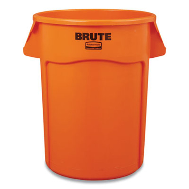Brute Round Container, 44 Gal, Plastic, Orange