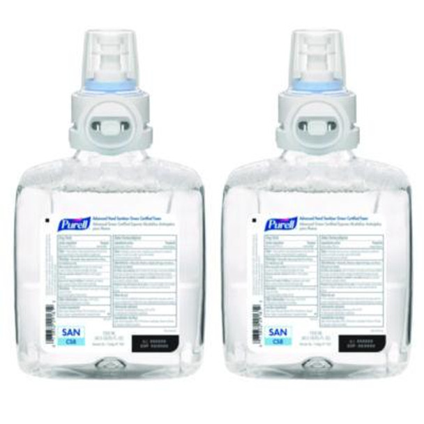 Advanced Hand Sanitizer Green Certified Foam Refill, For Cs8 Dispensers, 1,200 Ml, Fragrance-Free, 2/Carton