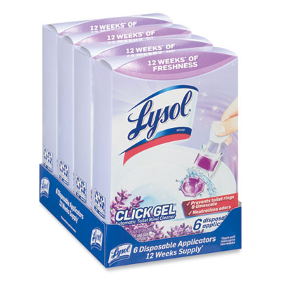 Click Gel Automatic Toilet Bowl Cleaner, Lavender Fields Scent, 6/Box, 4 Boxes/Carton