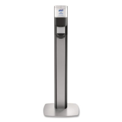 Messenger Es6 Graphite Panel Floor Stand With Dispenser, 1,200 Ml, 16.75 X 6 X 40, Graphite/Silver