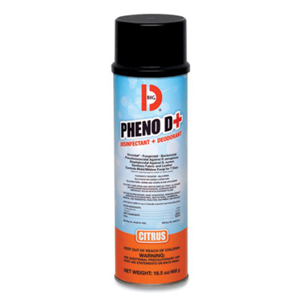Pheno D+ Aerosol Disinfectant/Deodorizer, Citrus Scent, 16.5 Oz Aerosol Spray Can, 12/Carton