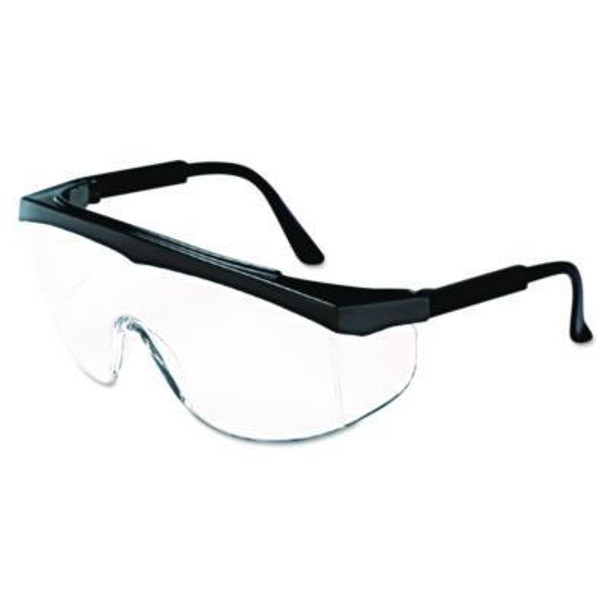 Stratos Safety Glasses, Black Frame/Clear Lens, 12/Box