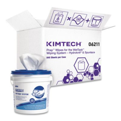 Power Clean Wipers For Disinfectants, Sanitizers,Solvents Wettask Customizable Wet Wipe System, 140/Roll, 6 Rolls/1 Bucket/Ct