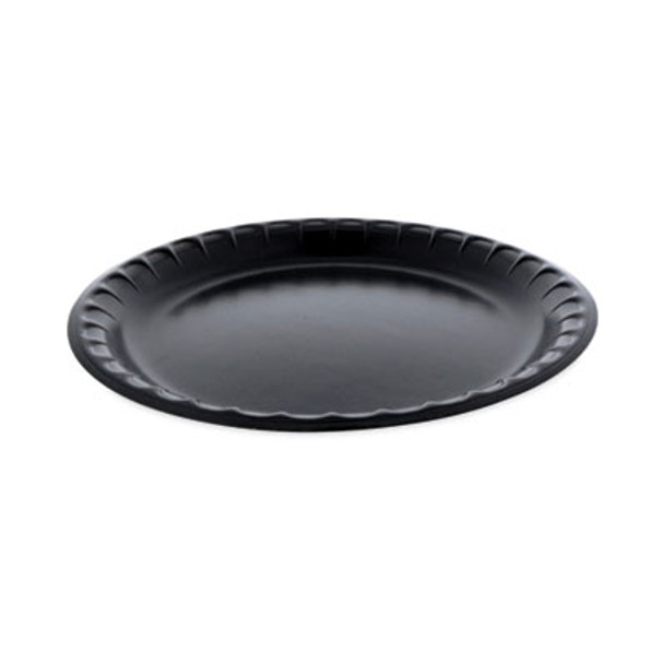 Placesetter Deluxe Laminated Foam Dinnerware, Plate, 10.25" Dia, Black, 540/Carton