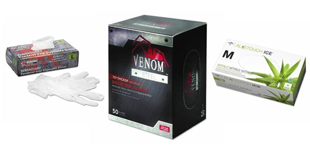 Gloves-Vinyl, latex & Nitrile