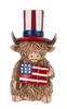 Patriotic Highland Cow Figurines