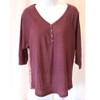 Western Shirt Womens 3/4 Sleeve Henley Purple