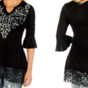 Sapphire Vines, Split V-Neck Rhinestone Top (01-030-0001)