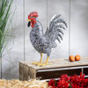 Metal Rooster With Dark Feathers Statue